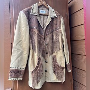 Vintage 90’s Scully Brown Leather Western Fringe Cowgirl Blazer Jacket M/L